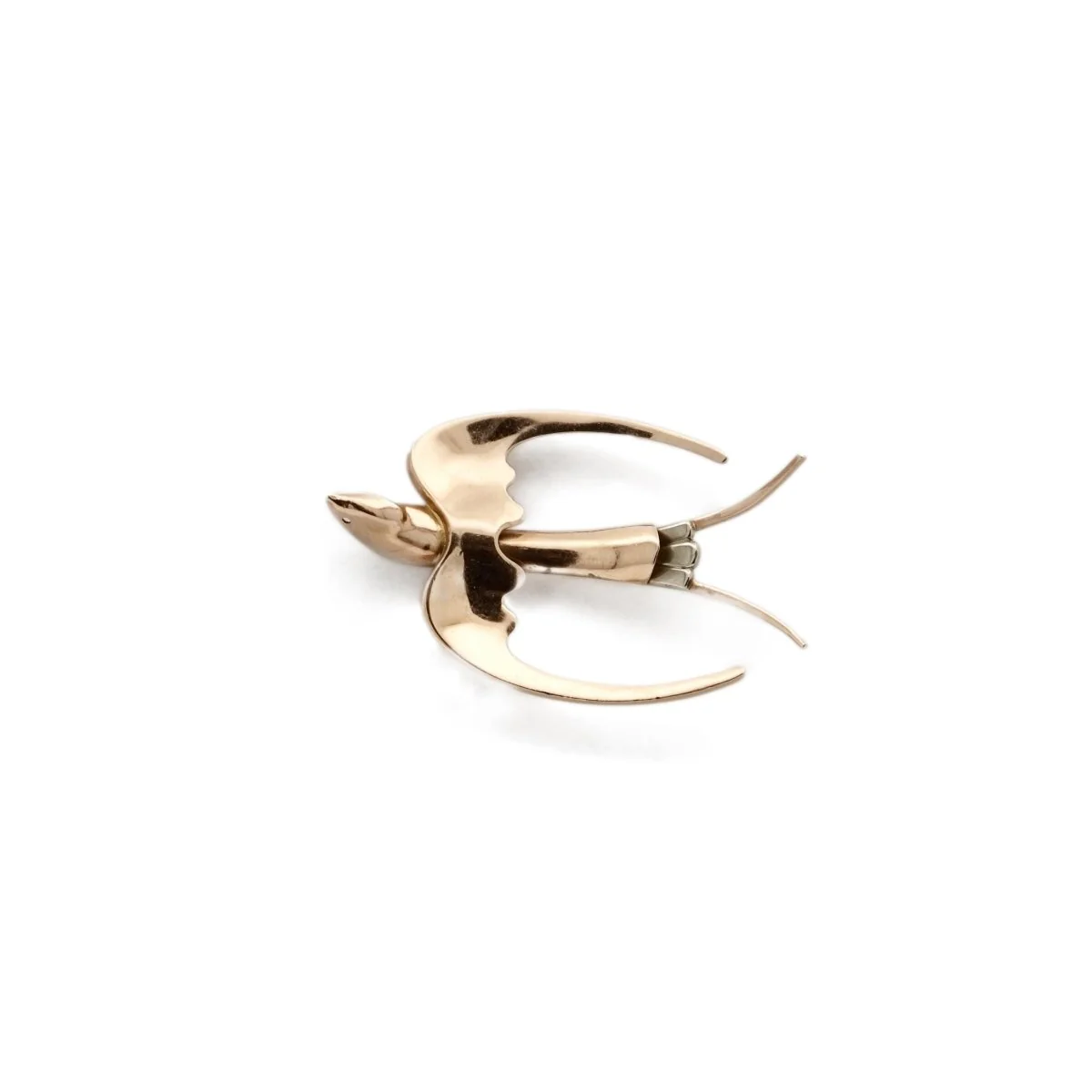 Broche hirondelle en or rose et or gris - Image 7
