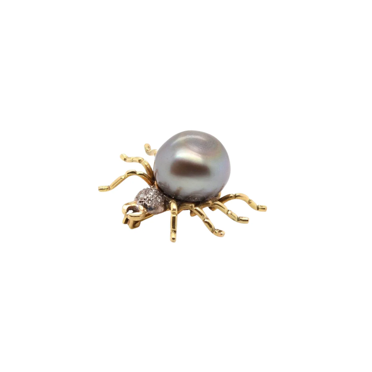 Broche insecte perle en or jaune