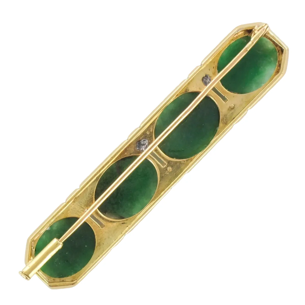 Broche Épingle en or jaune, perles et jades - Image 3