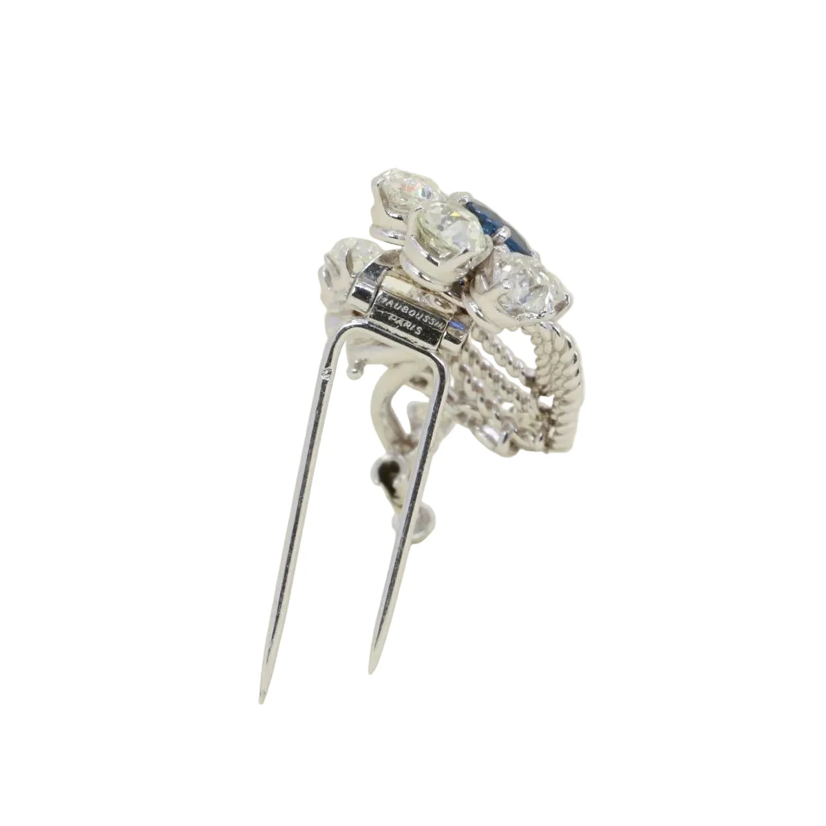 MAUBOUSSIN Broche or blanc saphir diamants taille ancienne - Image 5