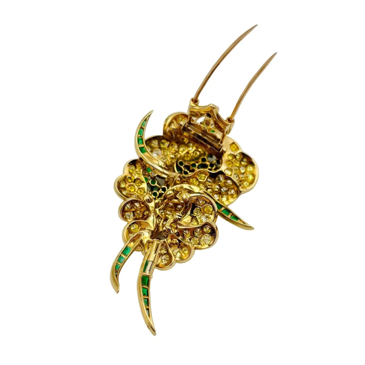Broche MAUBOUSSIN "Fleurs" en or jaune, émeraudes et diamants - Image 4