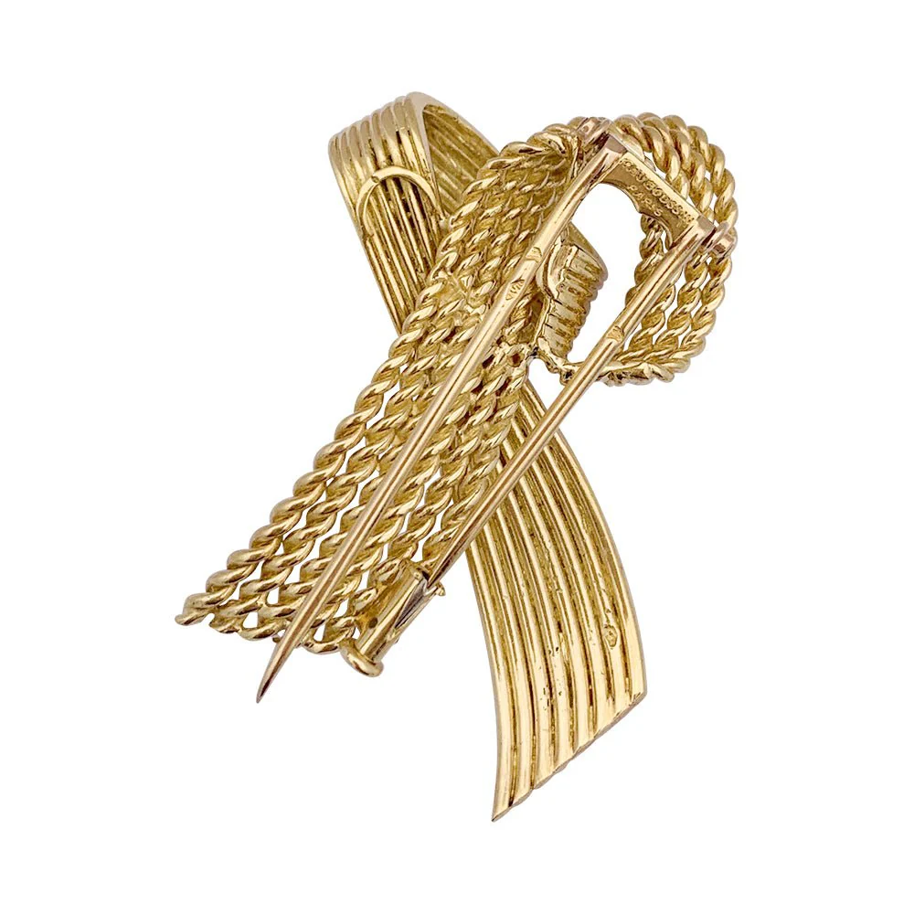 Broche Mauboussin vintage "Ruban", or jaune. - Image 3