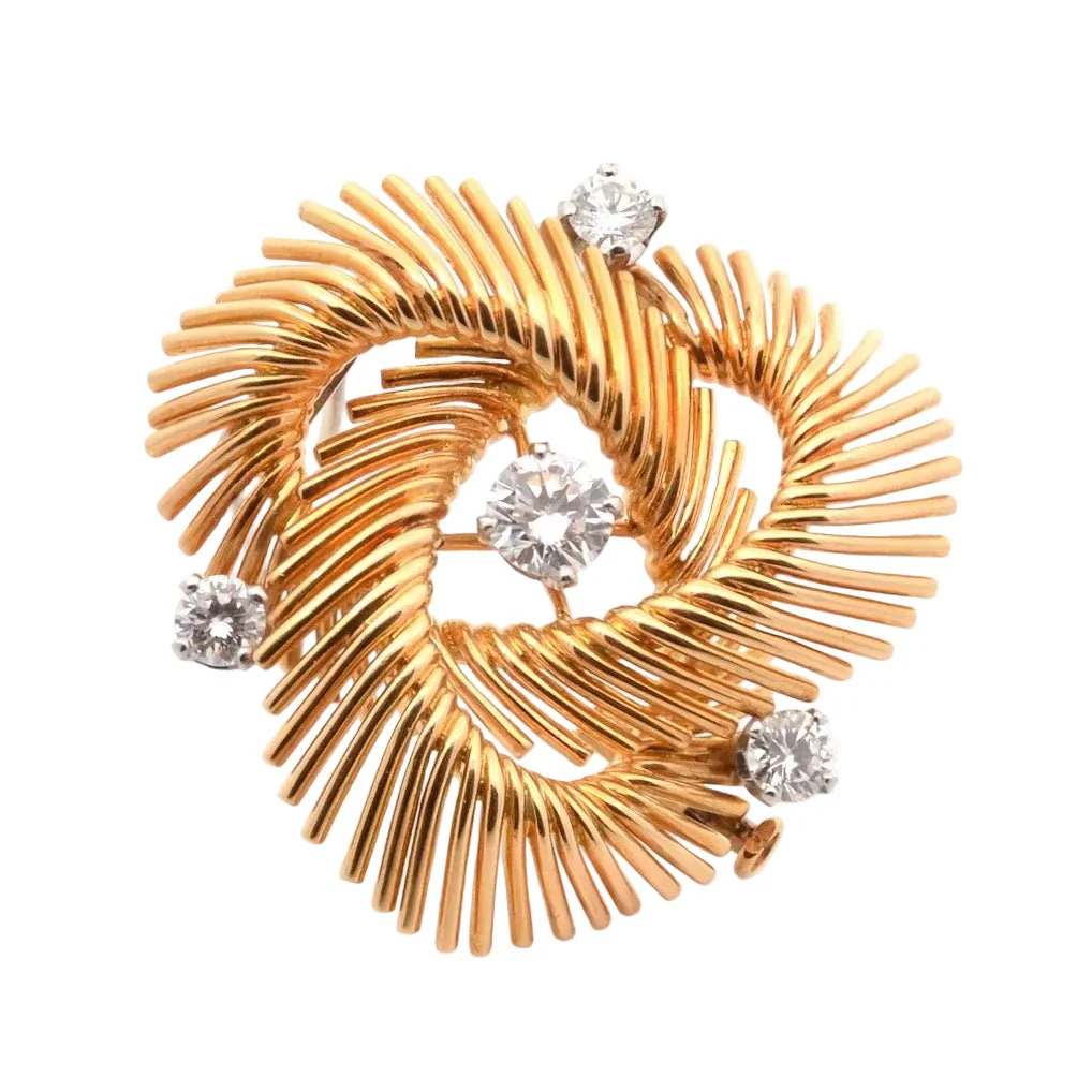 Broche Barrette MELLERIO en or jaune et diamants