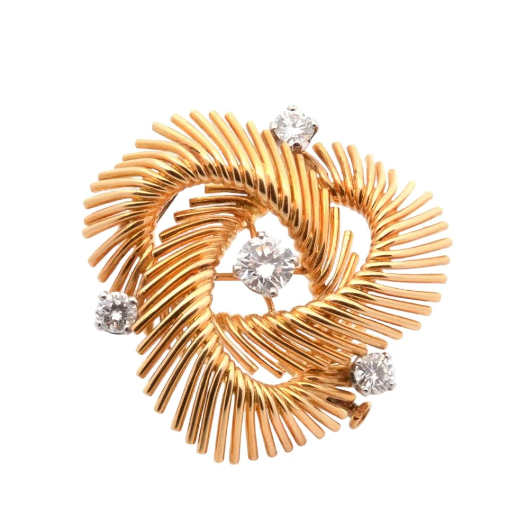 Broche Épingle MELLERIO en or jaune et diamants