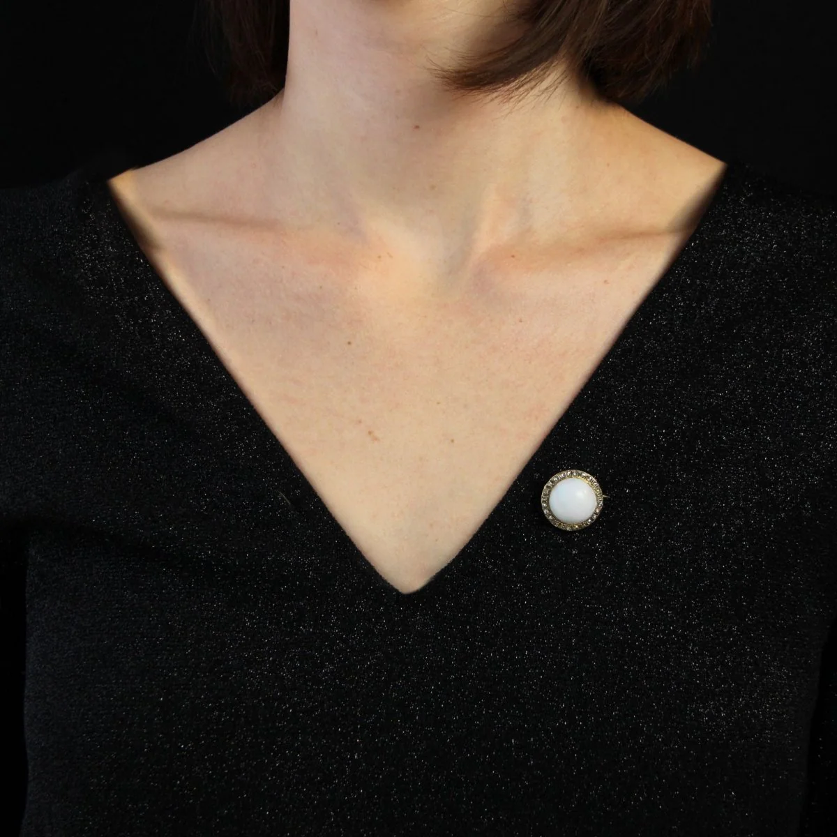 Broche Épingle en or jaune, opale et diamants - Image 2