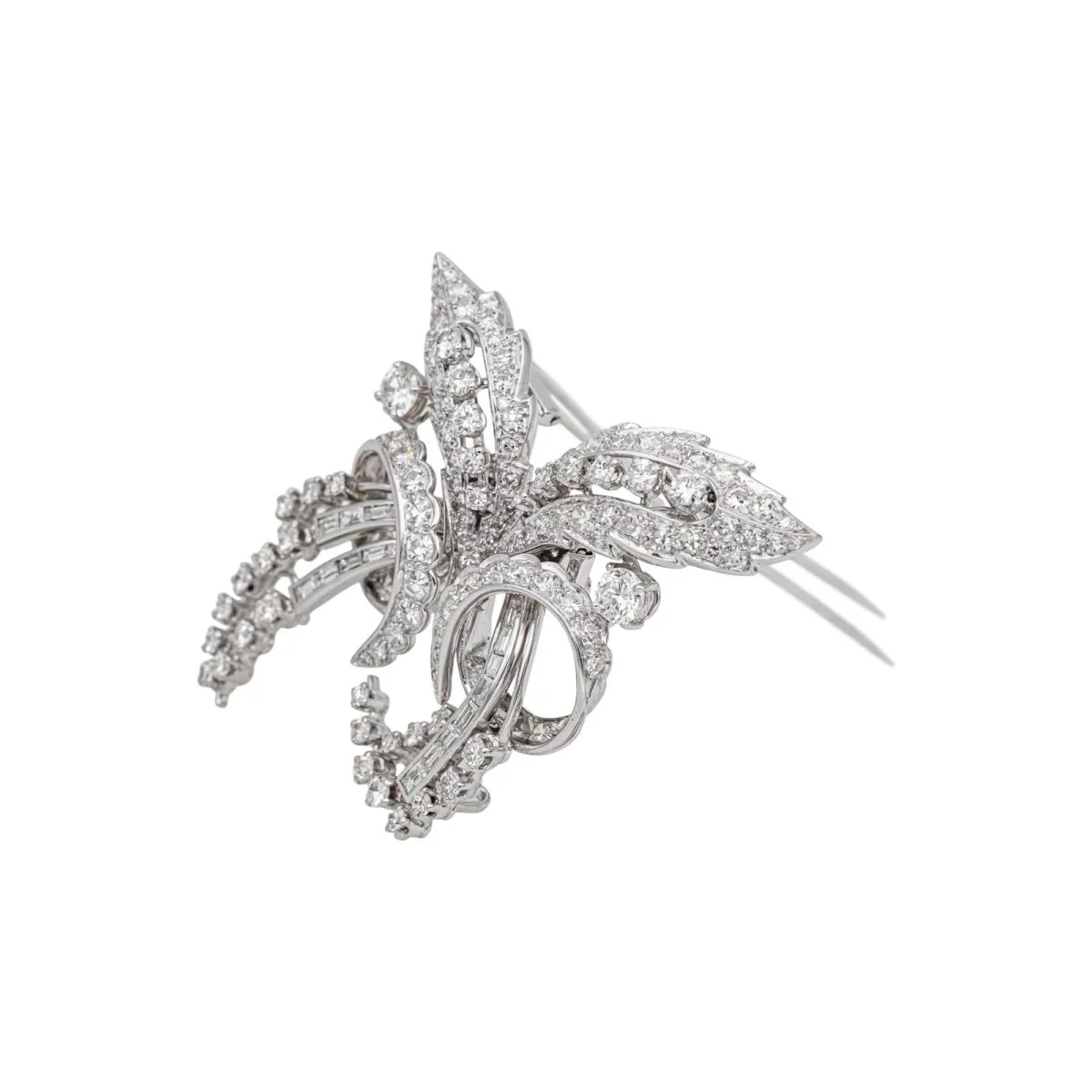 Broche Double Épingle en or blanc et diamants - Image 3