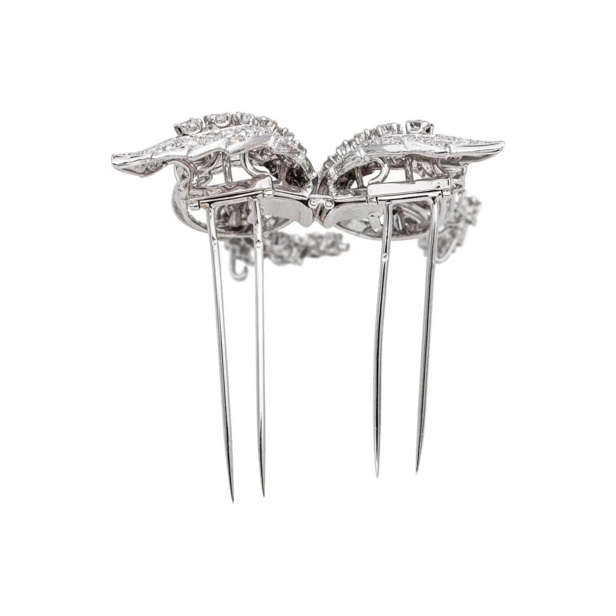 Broche Double Épingle en or blanc et diamants - Image 6