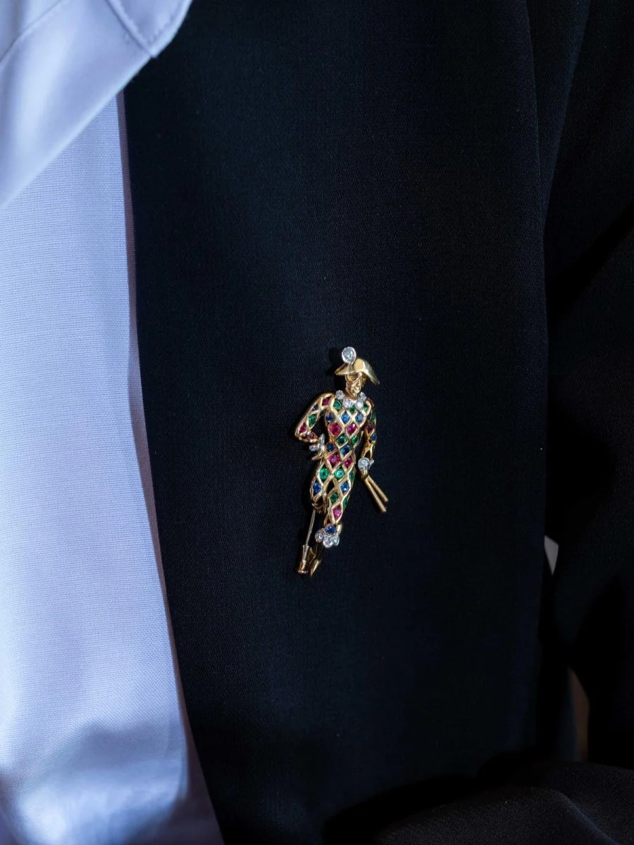 Broche Or jaune Emeraude - Image 2