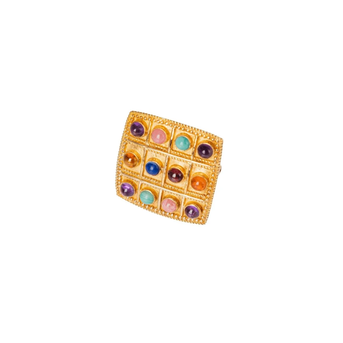 Broche en or jaune Lalaounis sertie de cabochons