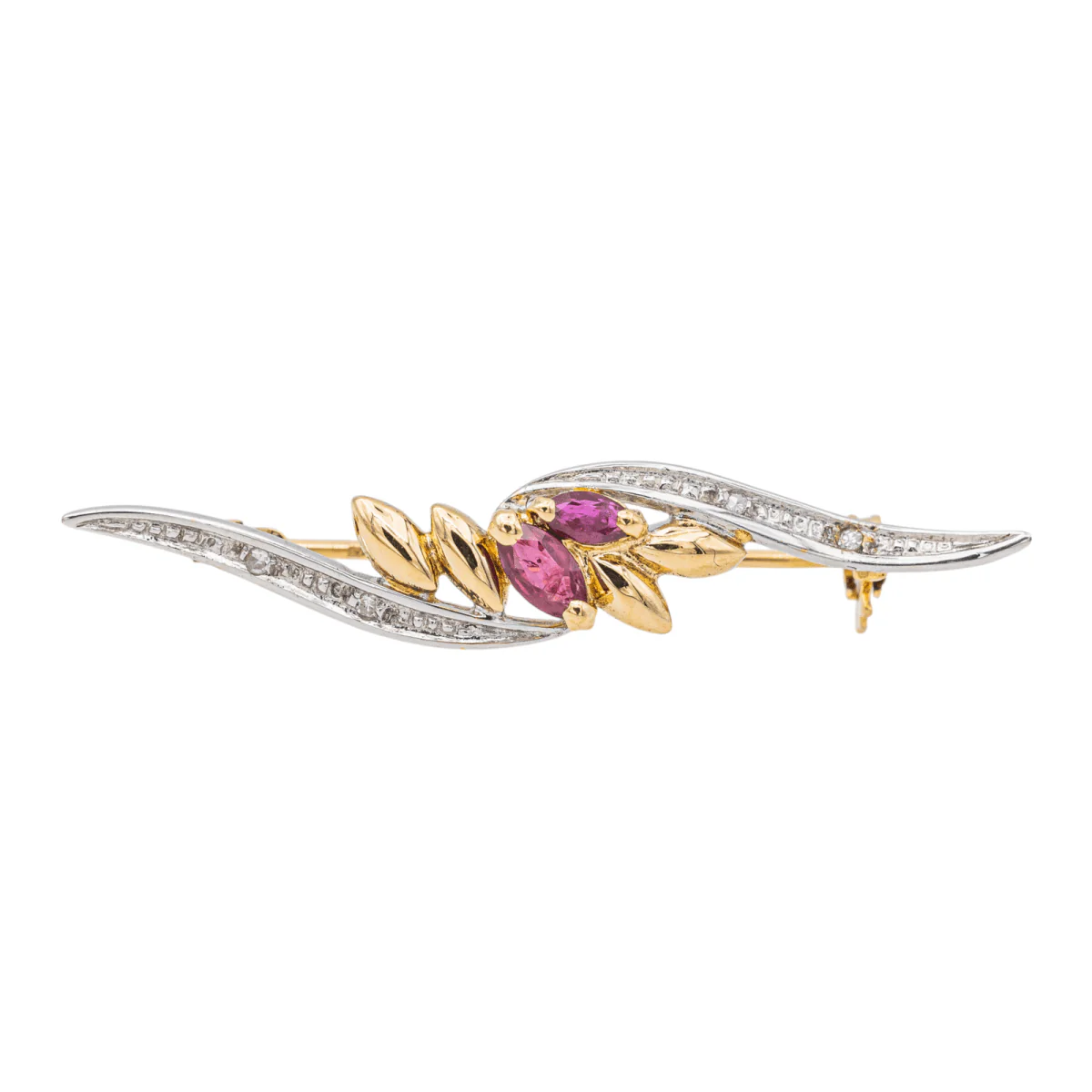 Broche Or jaune Rubis