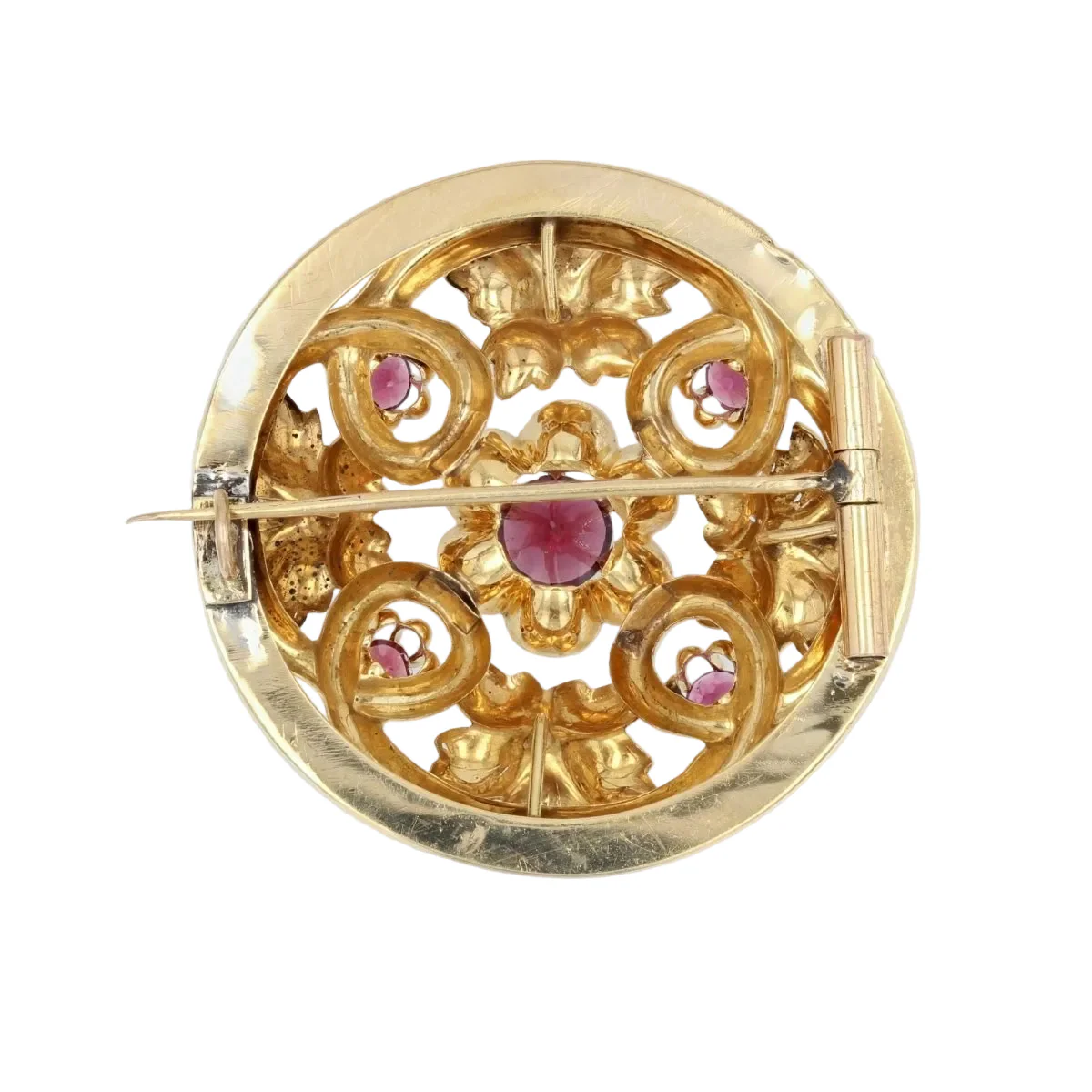 Broche Épingle en or jaune, perles et grenats - Image 3