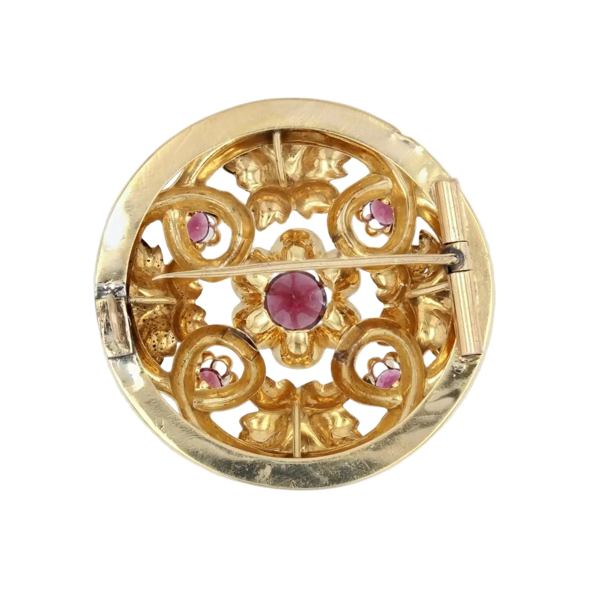 Broche Épingle en or jaune, perles et grenats - Image 4