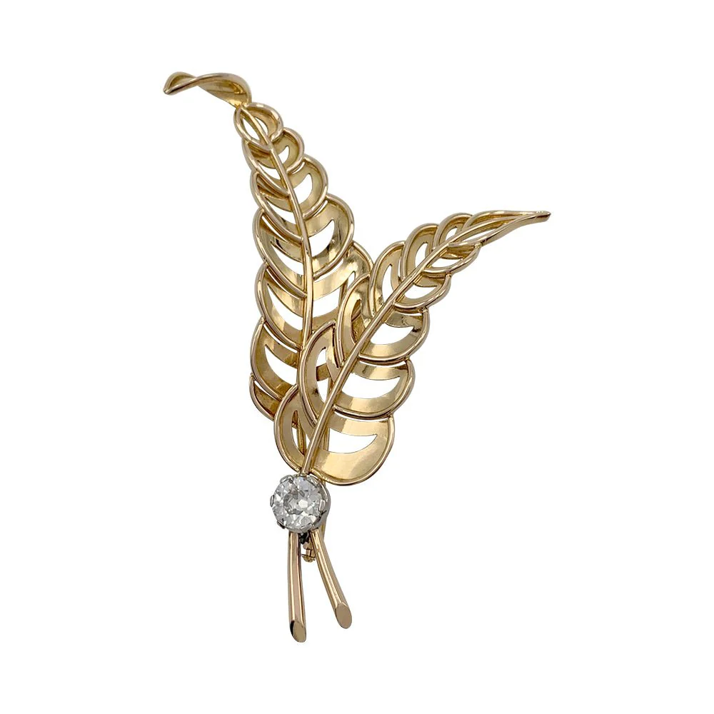 Broche, or rose, platine, diamant