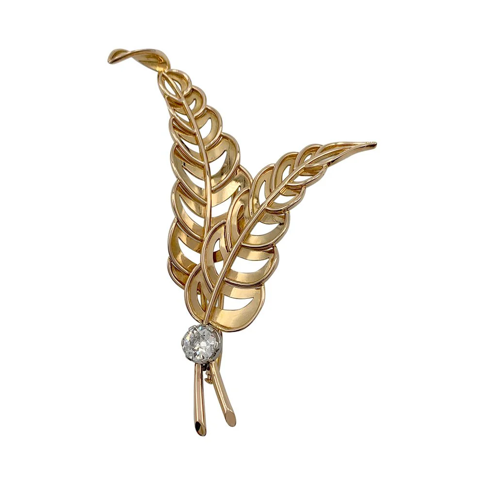 Broche, or rose, platine, diamant - Image 2