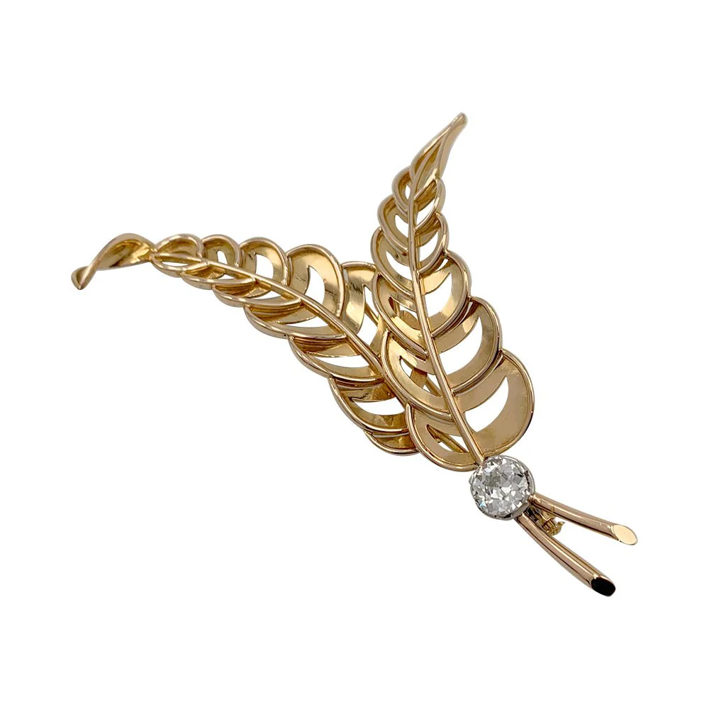 Broche, or rose, platine, diamant - Image 3