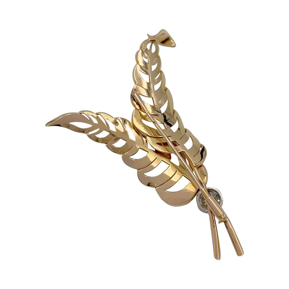 Broche, or rose, platine, diamant - Image 6
