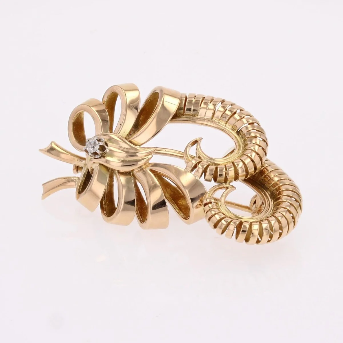 Broche Épingle en or rose et diamant - Image 3