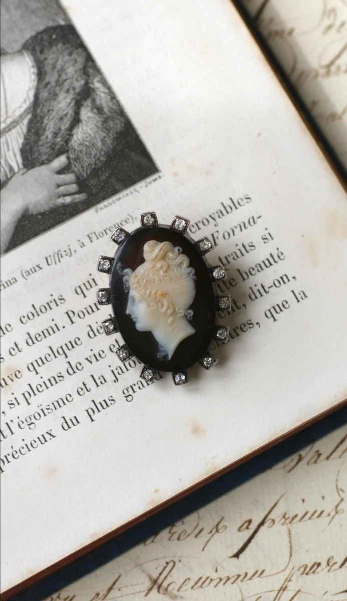Broche Camée Onyx et Diamants - Image 3