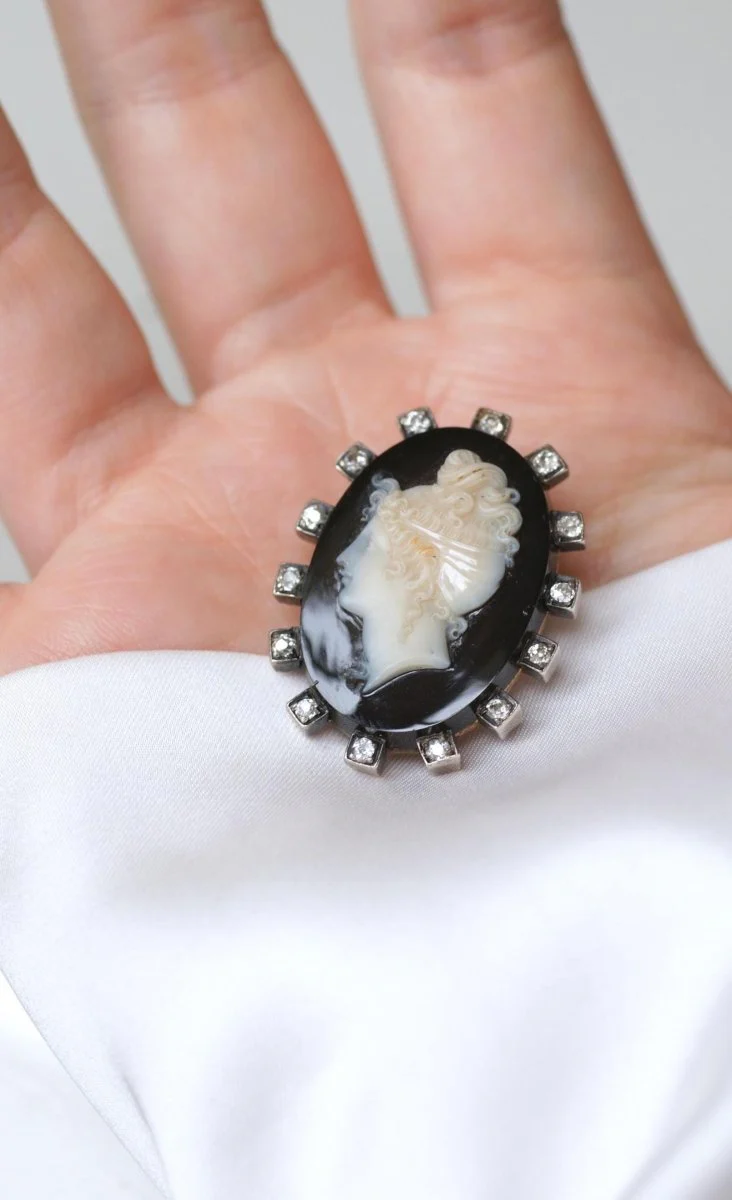 Broche Camée Onyx et Diamants - Image 4
