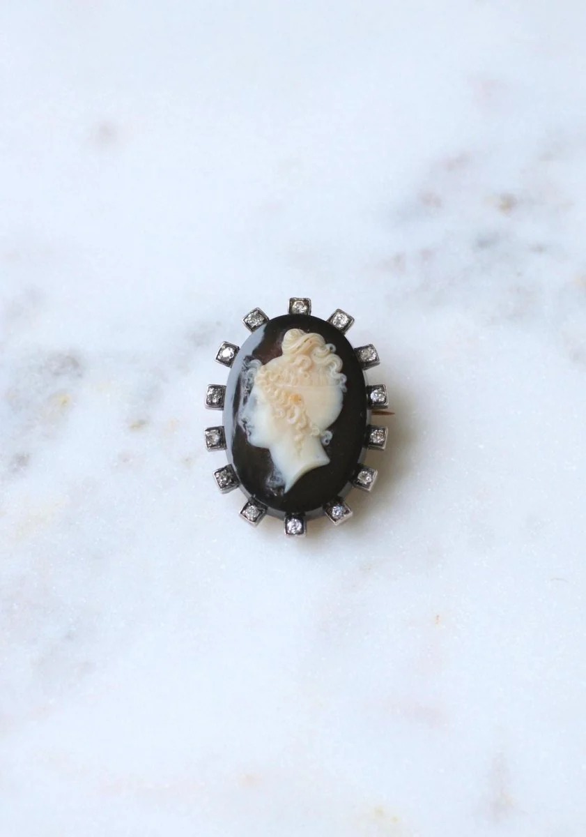 Broche Camée Onyx et Diamants - Image 5