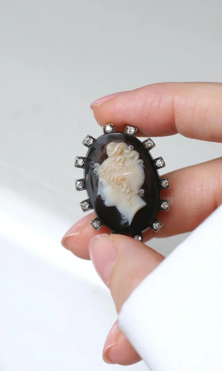 Broche Camée Onyx et Diamants - Image 7