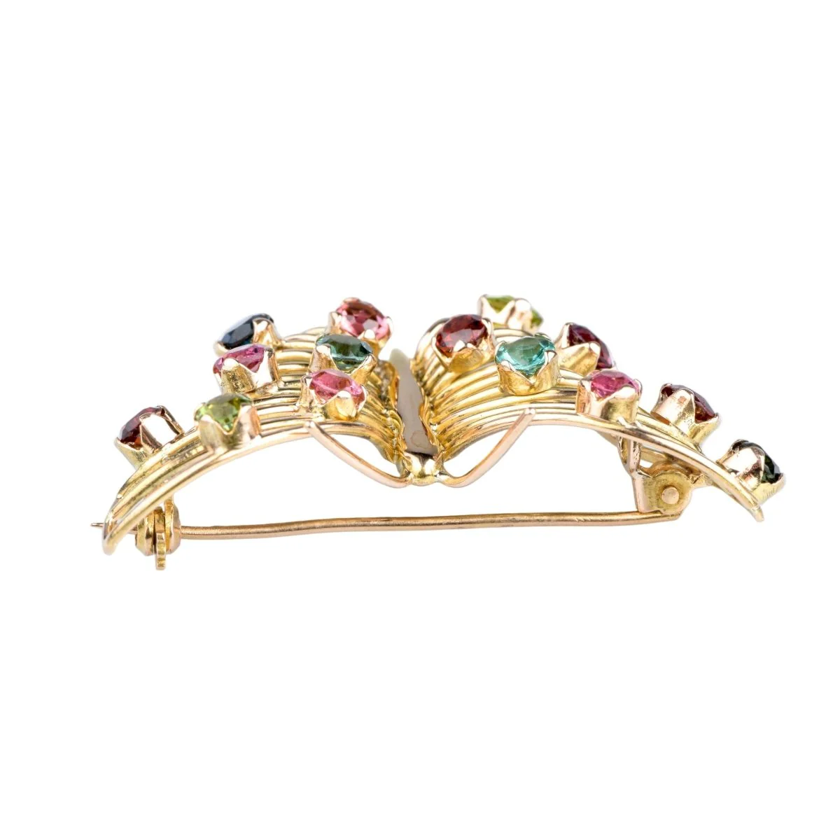 Broche Papillon en or jaune et pierres fines - Image 4