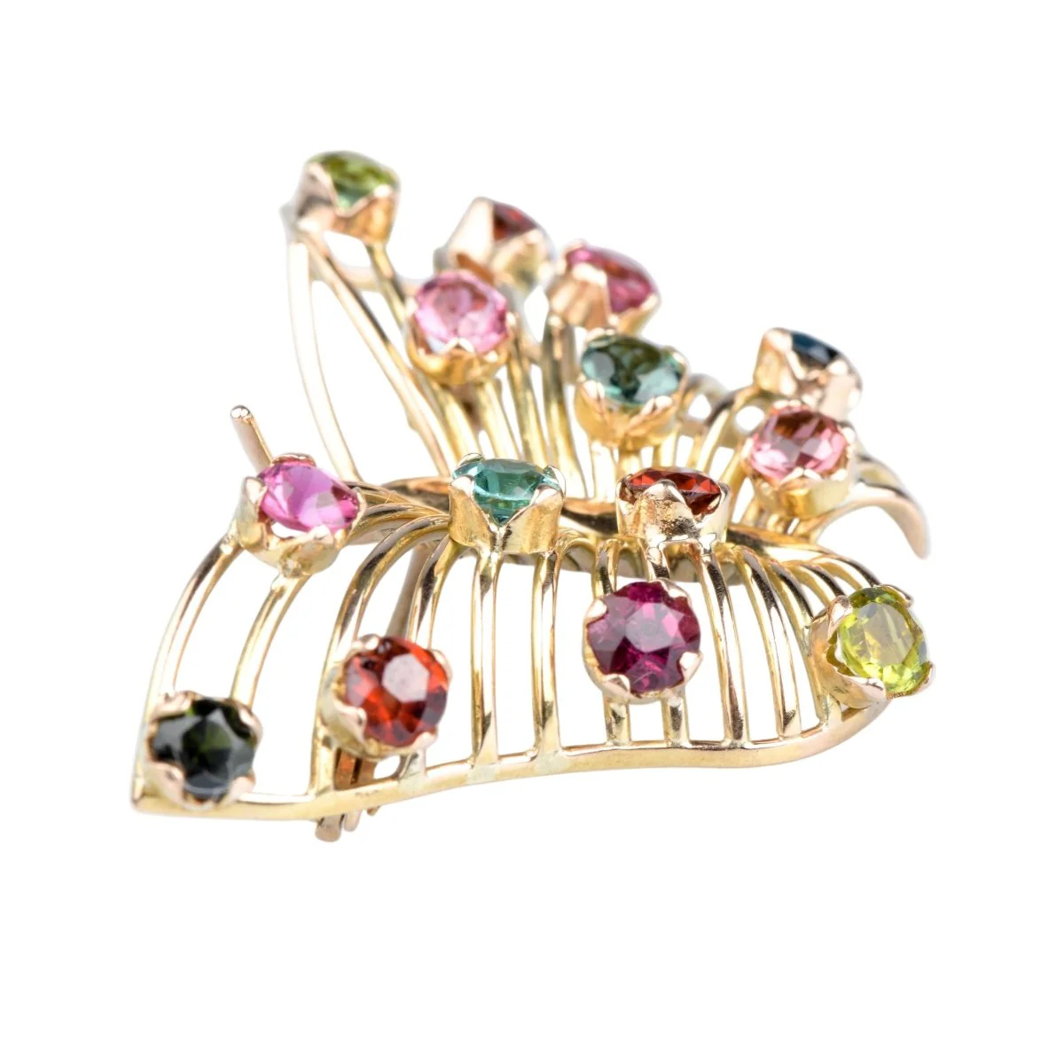 Broche Papillon en or jaune et pierres fines - Image 6