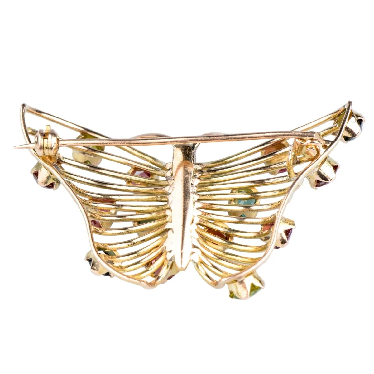 Broche Papillon en or jaune et pierres fines - Image 7