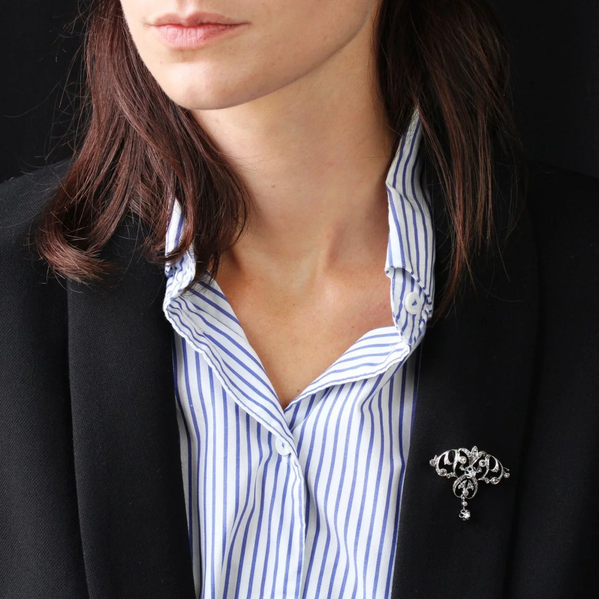 Broche Épingle en or rose, or jaune, argent et diamants - Image 2
