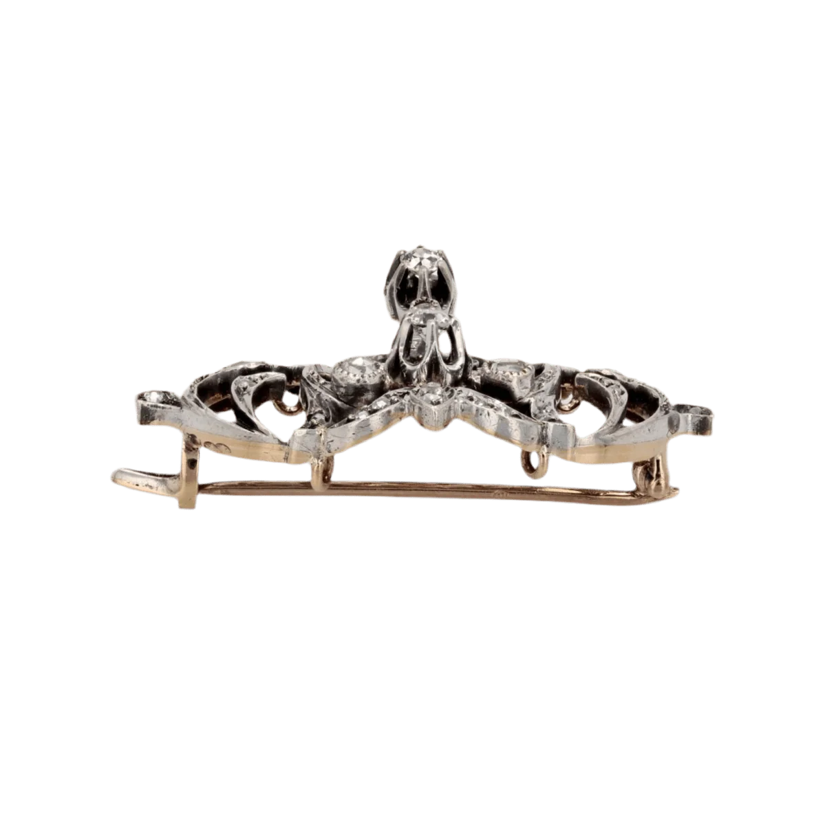 Broche Épingle en or rose, or jaune, argent et diamants - Image 4
