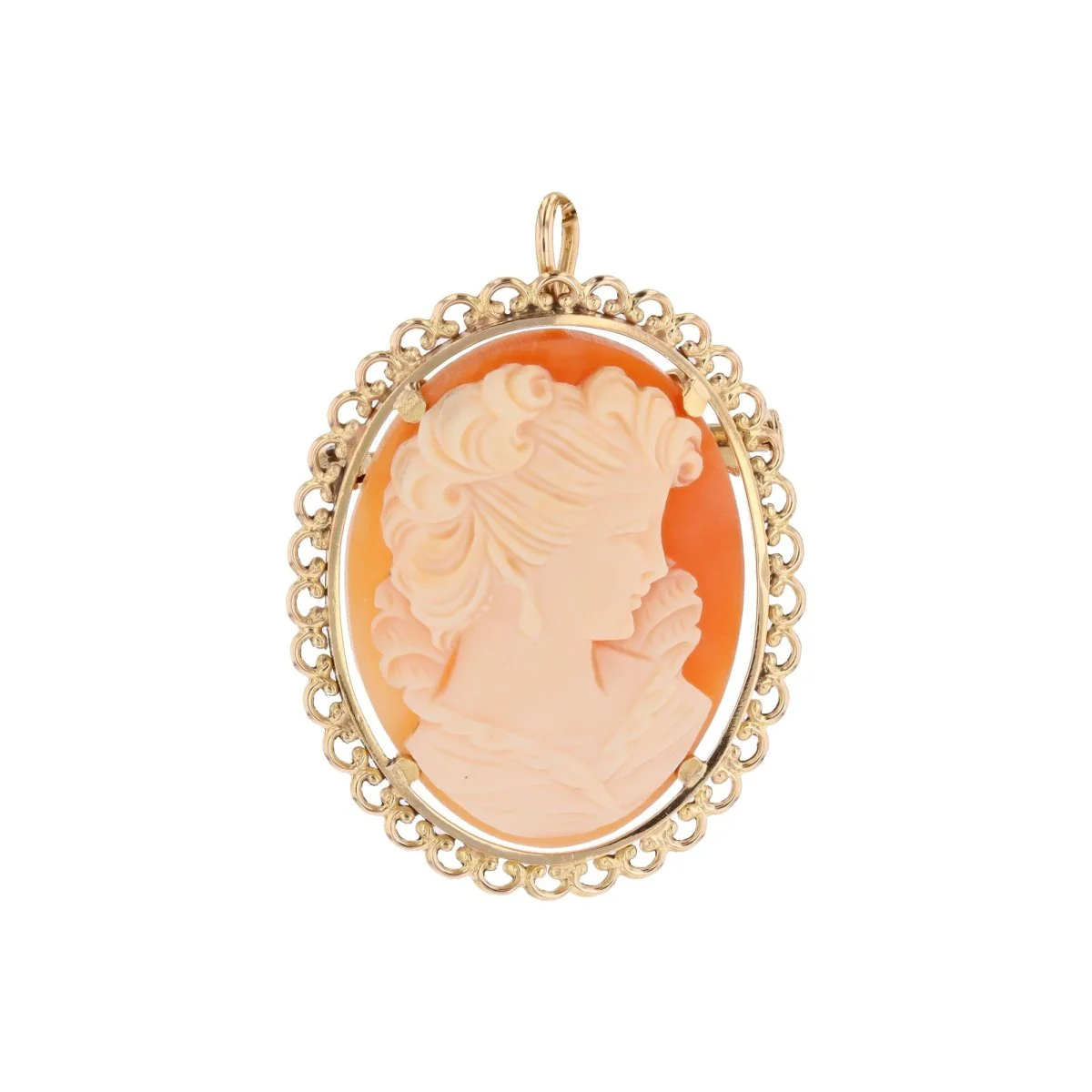 Broche pendentif camée en or jaune