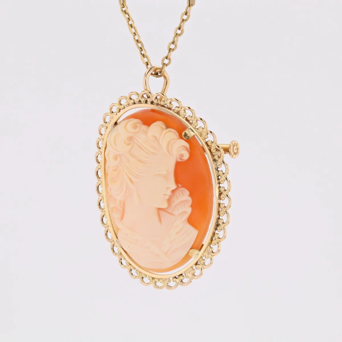 Broche pendentif camée en or jaune - Image 4
