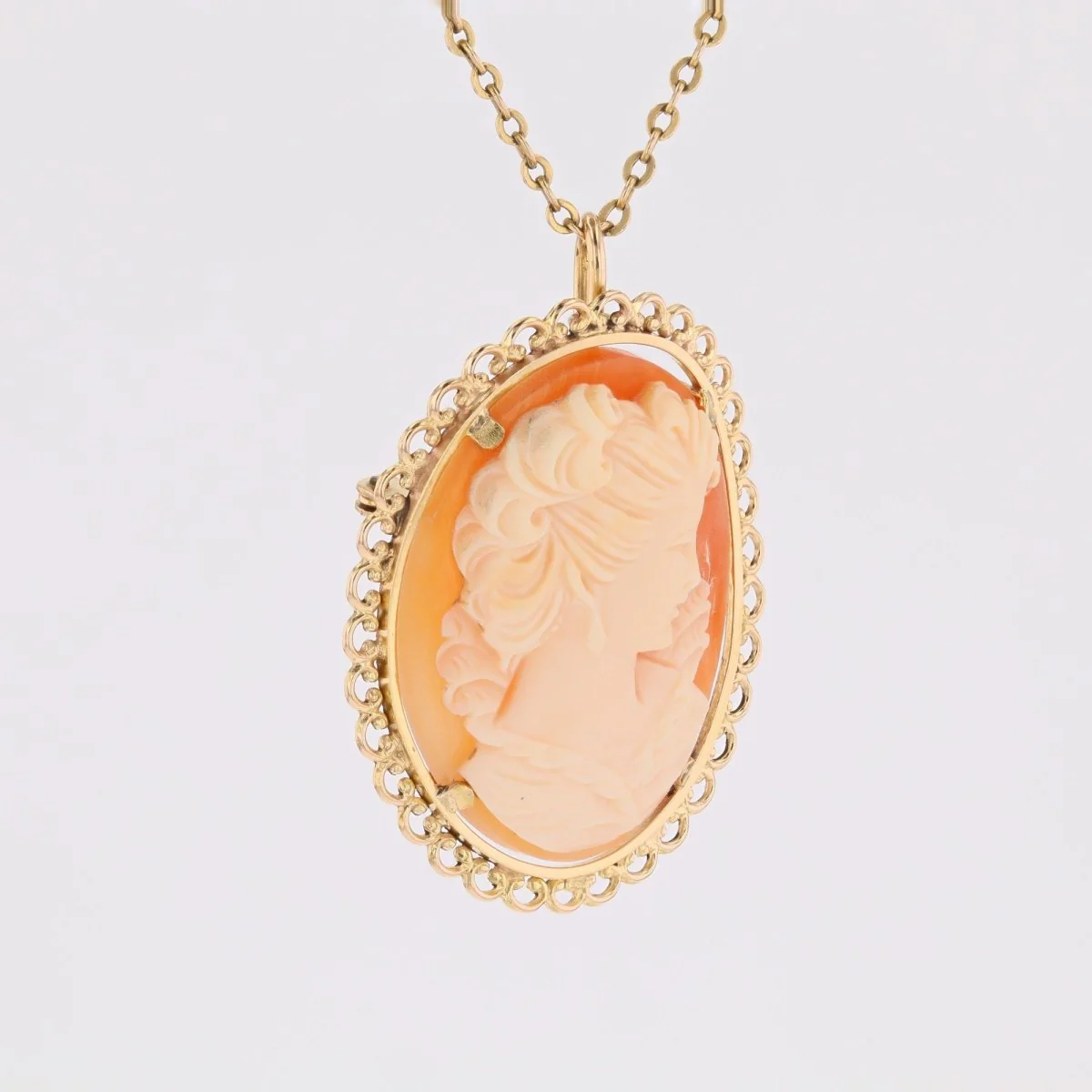 Broche pendentif camée en or jaune - Image 5