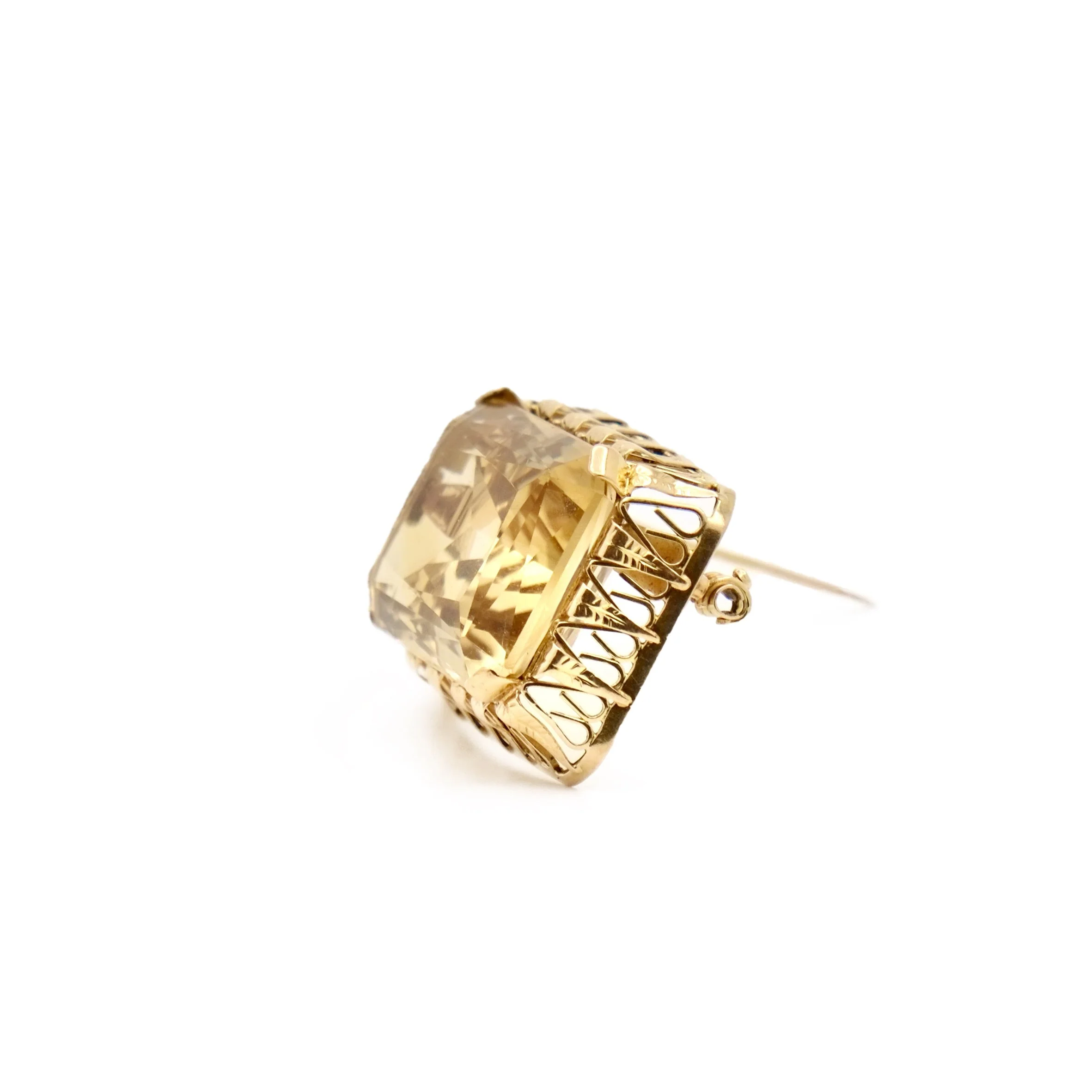 Broche pendentif en or jaune et citrine