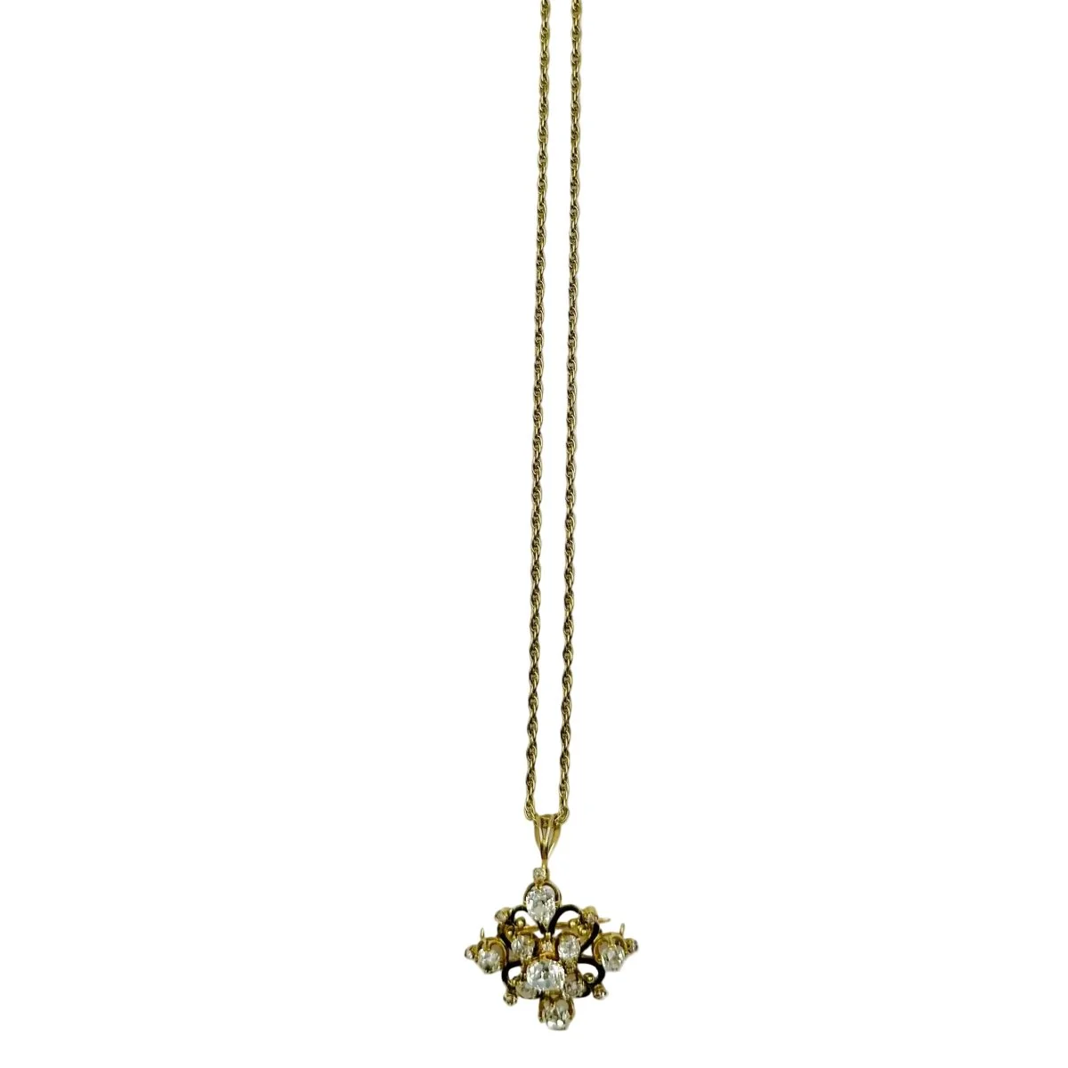 Broche Pendentif en or jaune, émail et diamants - Image 6