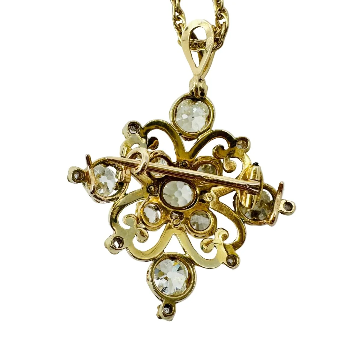 Broche Pendentif en or jaune, émail et diamants - Image 8