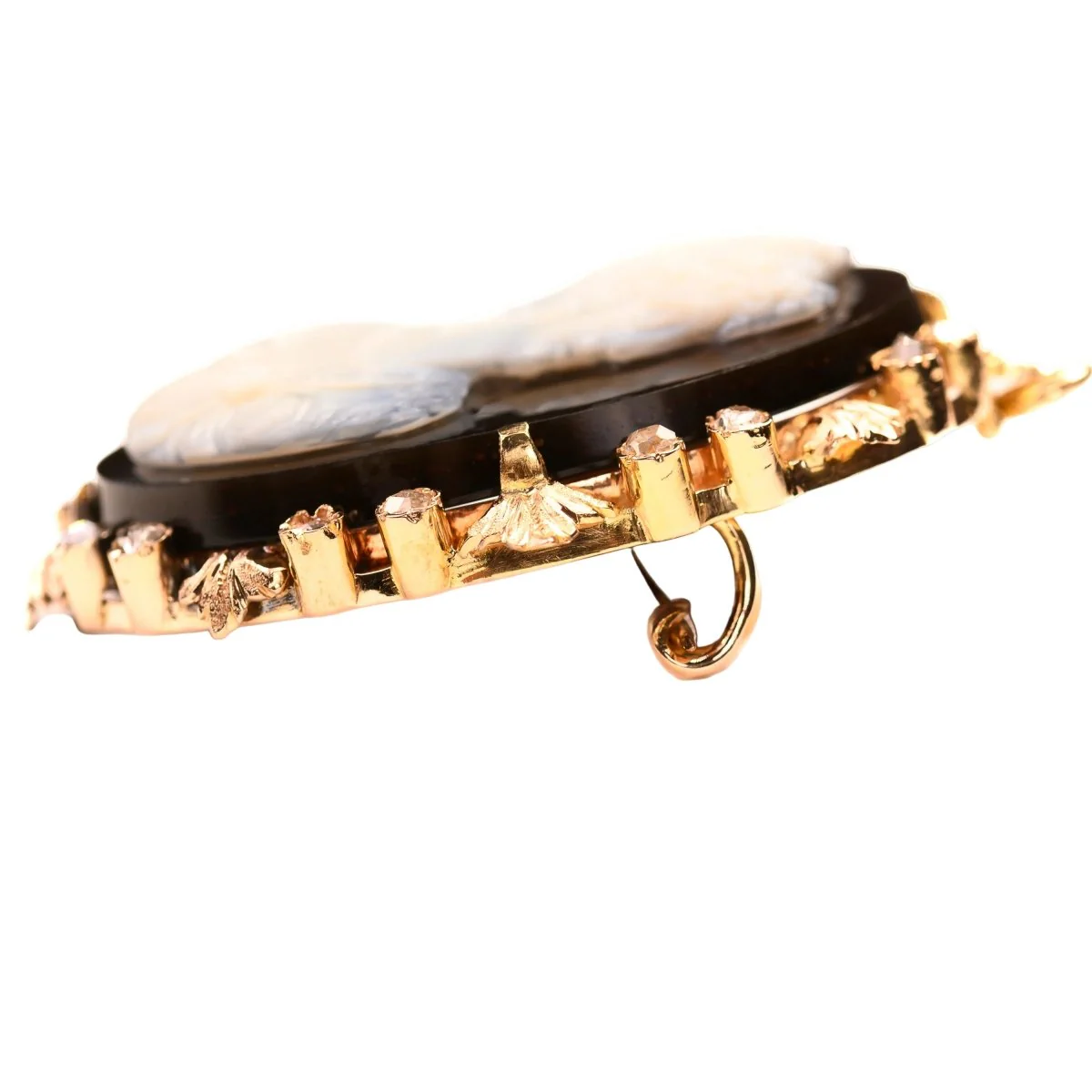 Broche Pendentif en or jaune, or rose, agate et diamants - Image 3