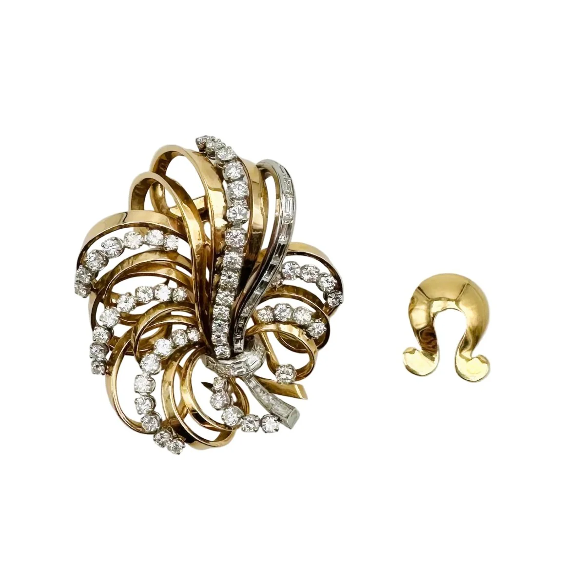 Broche/Collier Pendentif BOUCHERON en or jaune, or rose, platine et diamants - Image 4