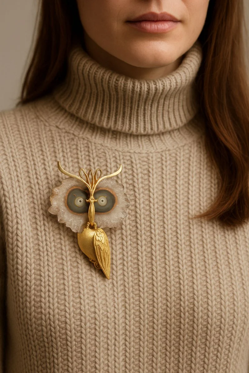 Broche/pendentif hiboux époque 1950/1960 - Image 4