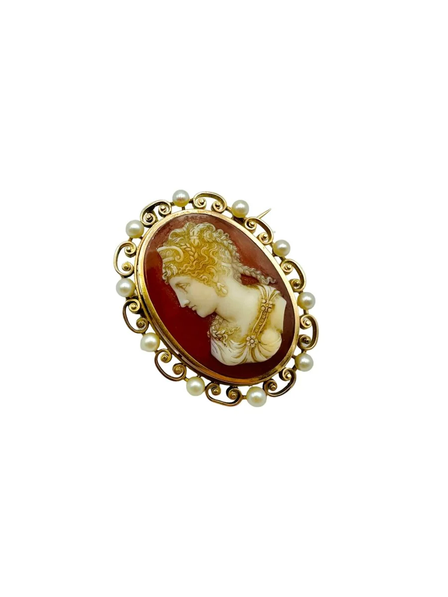Broche Camée en Or jaune et Agate - Image 2