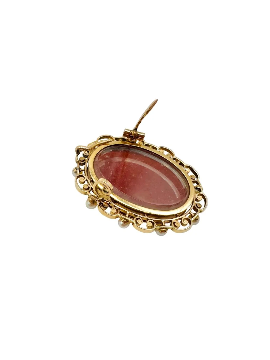 Broche Camée en Or jaune et Agate - Image 3