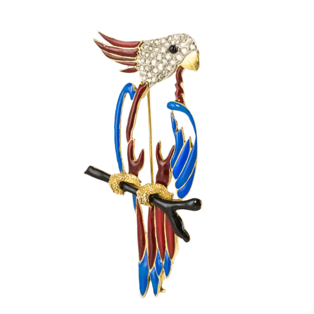 Broche Épingle en or jaune, émail et diamants - Image 3