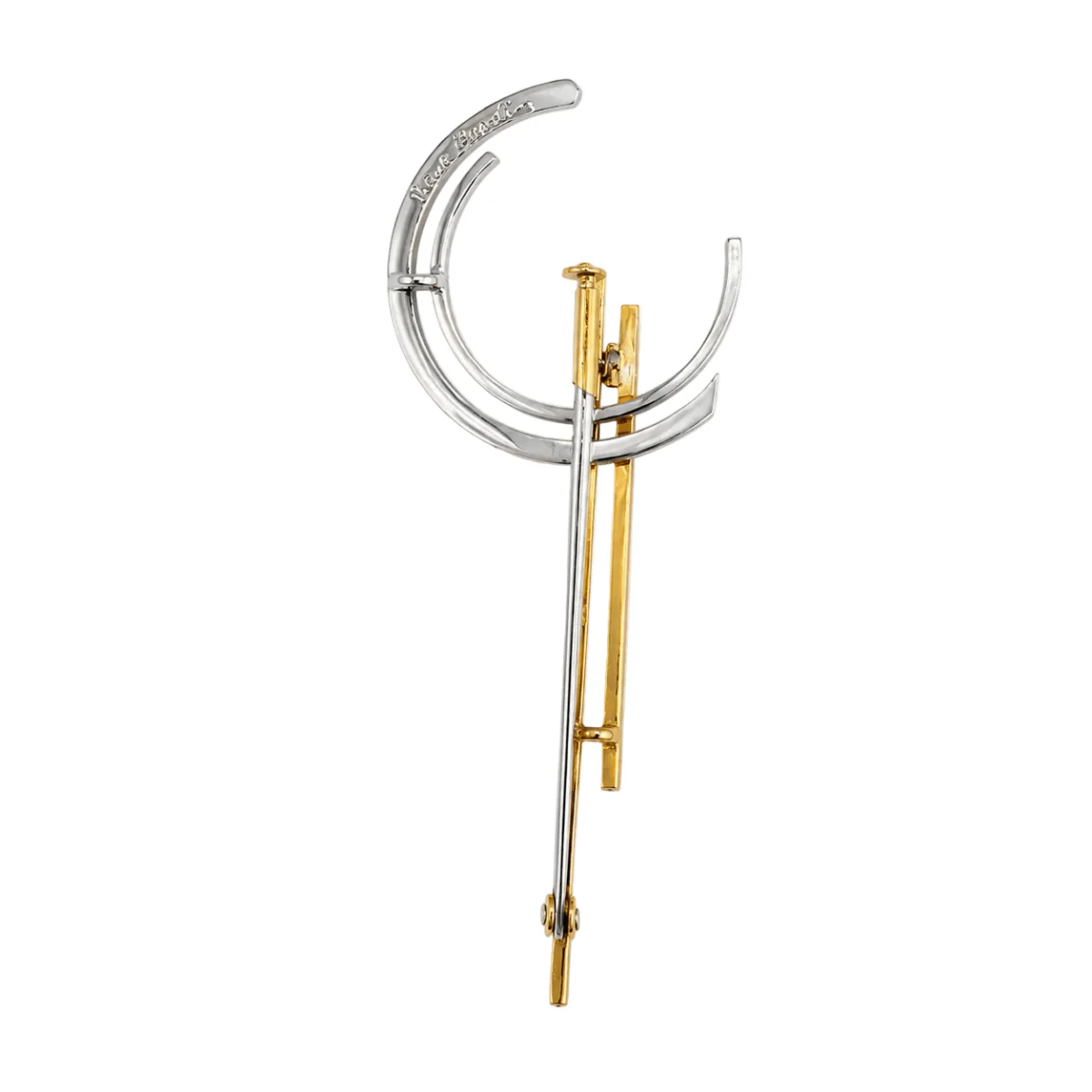 Broche PIERRE CARDIN en or blanc, or jaune et diamant - Image 3