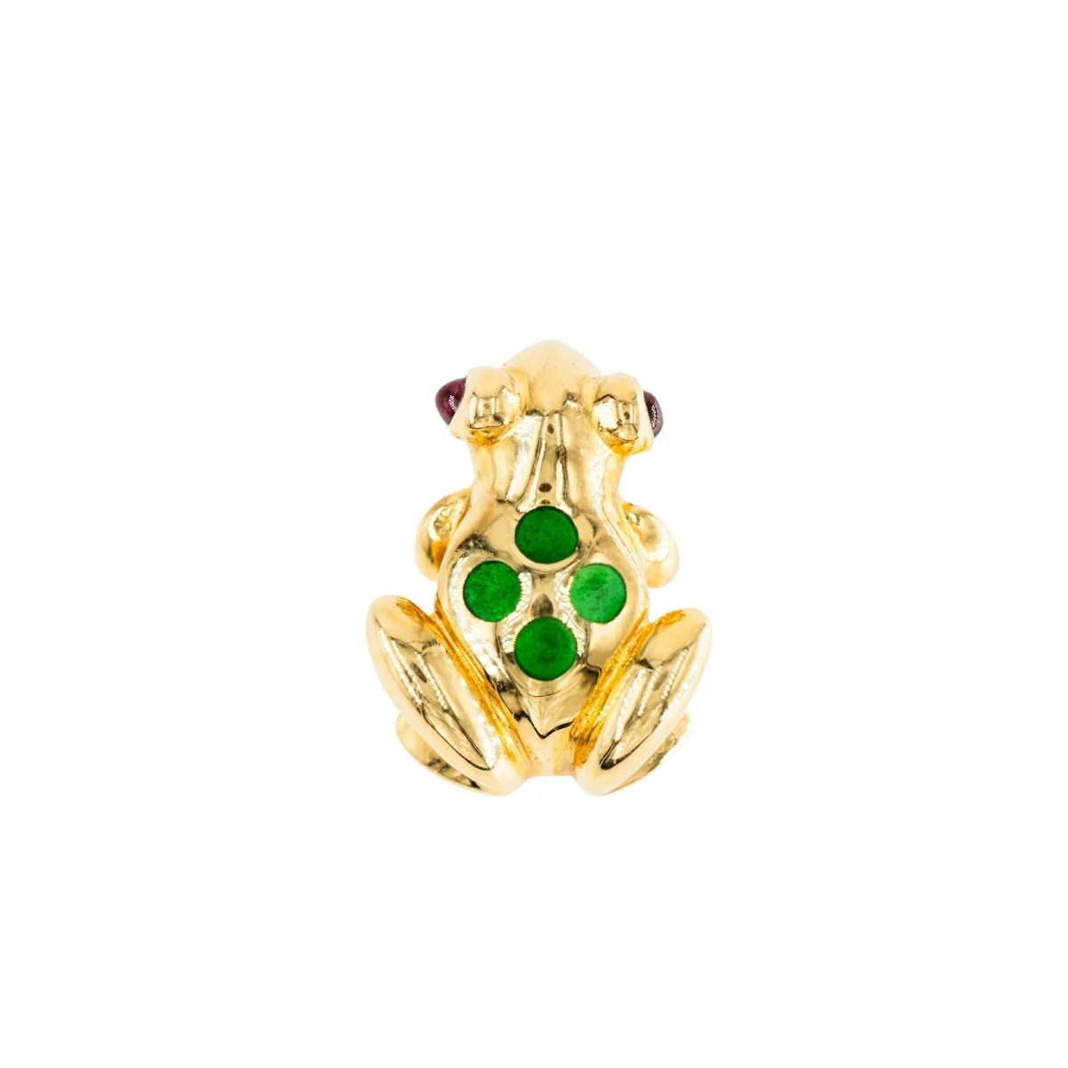 Broche Pin CARTIER "Grenouille" en or jaune, émail et rubis