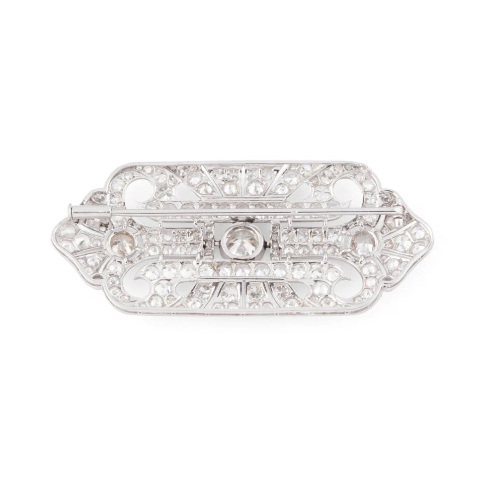 Broche Épingle Art Déco en or blanc, platine et diamants - Image 3