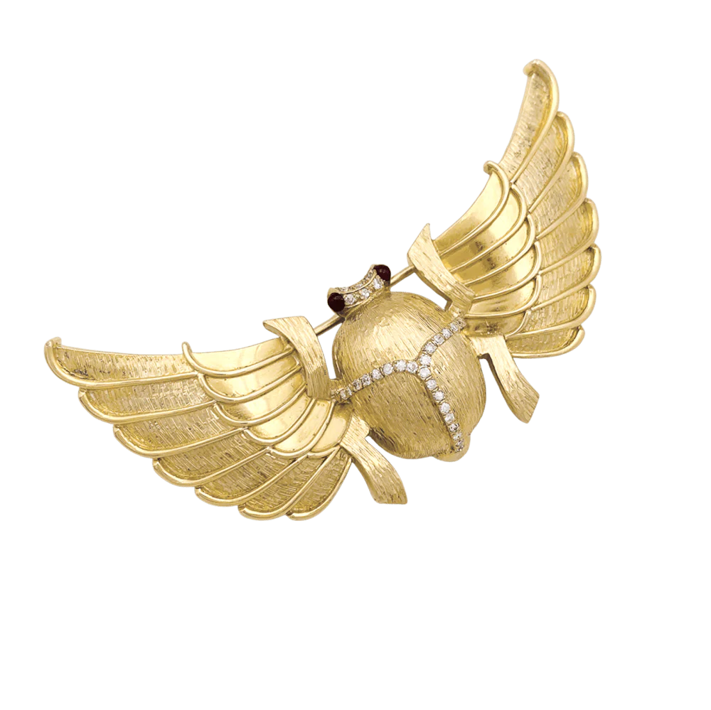 Broche Épingle en or jaune, rubis et diamants - Image 4