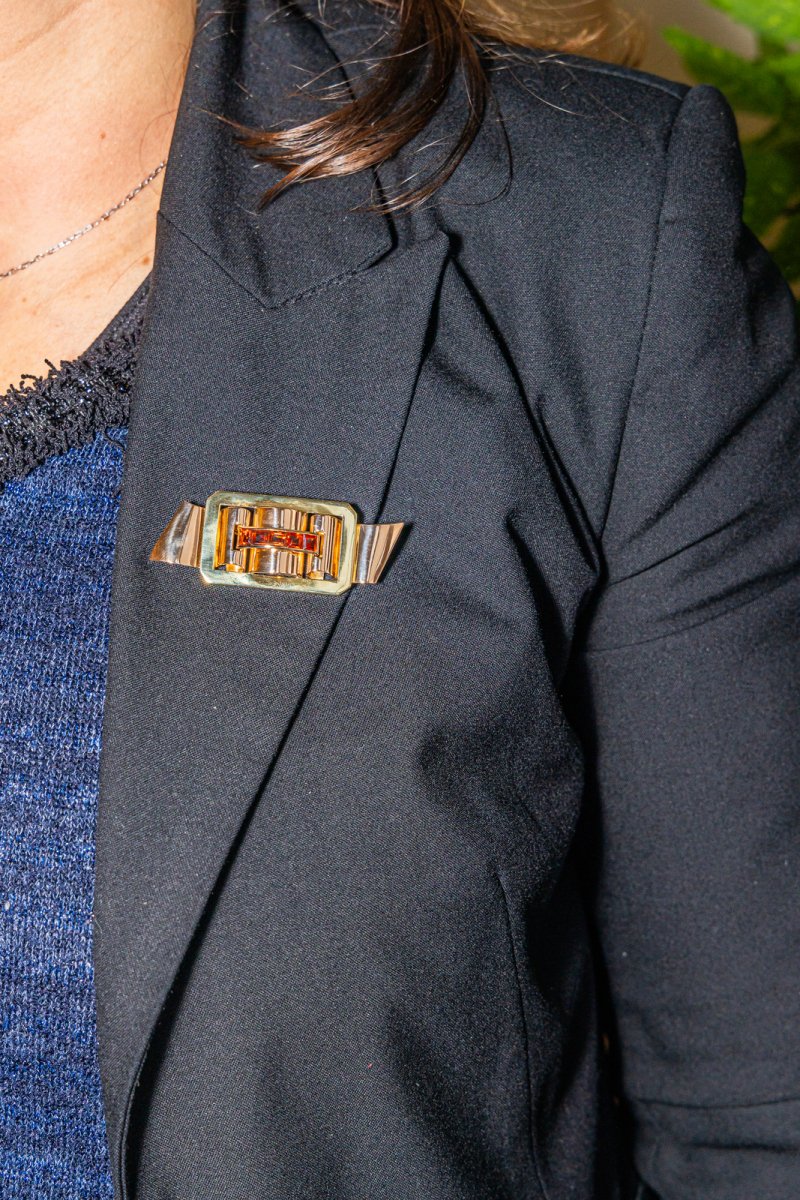 Broche Tank en or jaune et citrine - Image 2