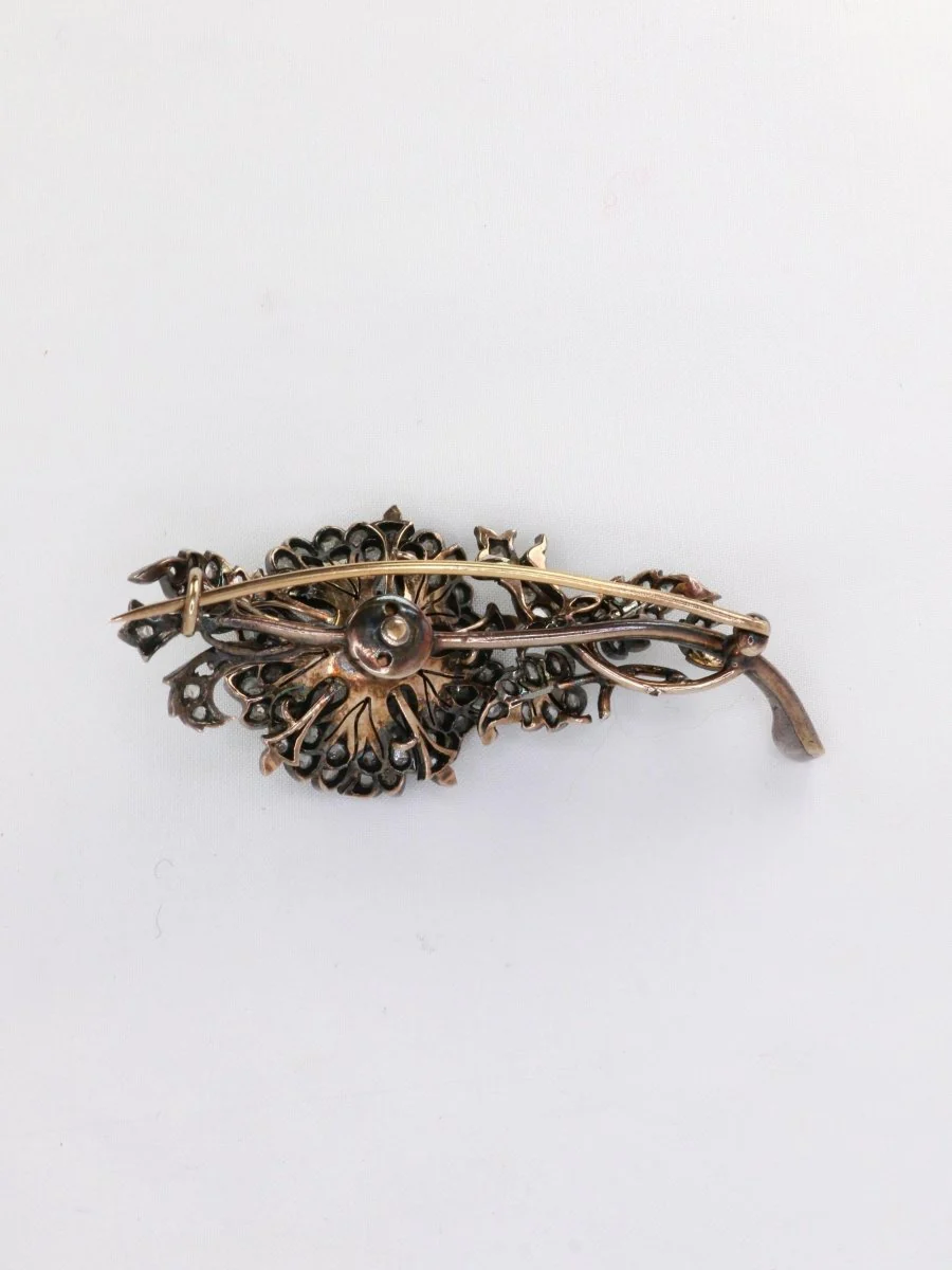 Broche trembleuse or argent diamants taille ancienne - Image 6