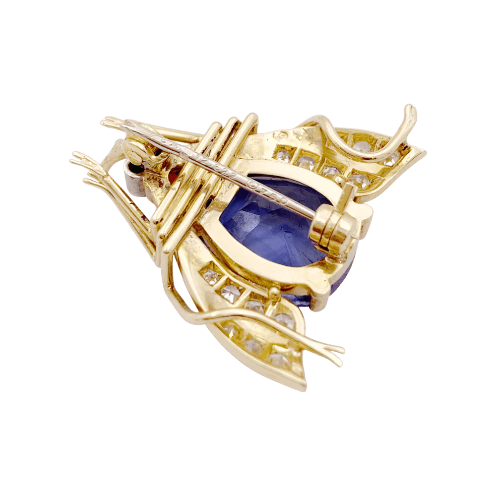 Broche Clip VAN CLEEF & ARPELS "Abeille" en or jaune, platine, saphir, rubis et diamants - Image 7