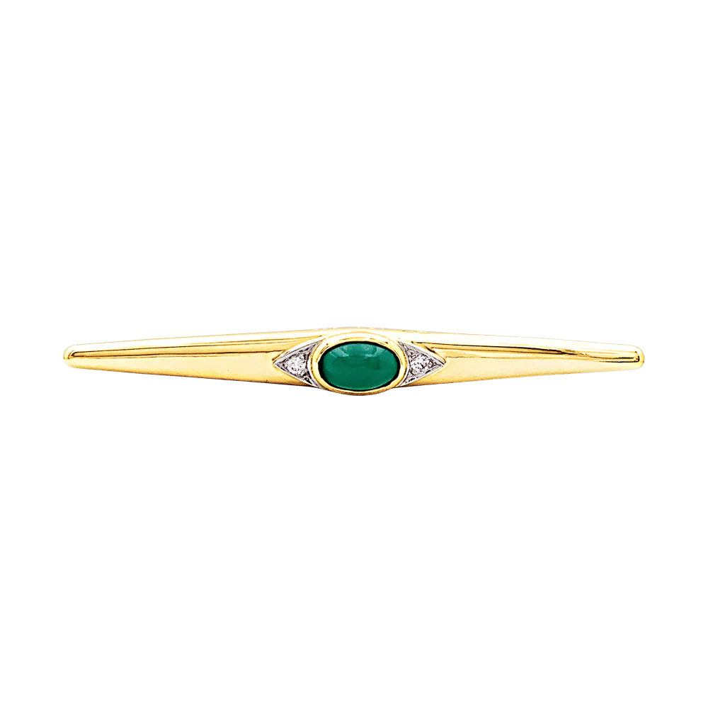 Broche Épingle VAN CLEEF & ARPELS en or jaune, platine, chrysoprase et diamants